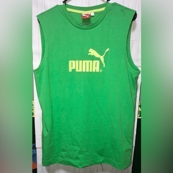⛱️Puma Green Cotton Sleeveless Muscle Shirt - Picture 1 of 10